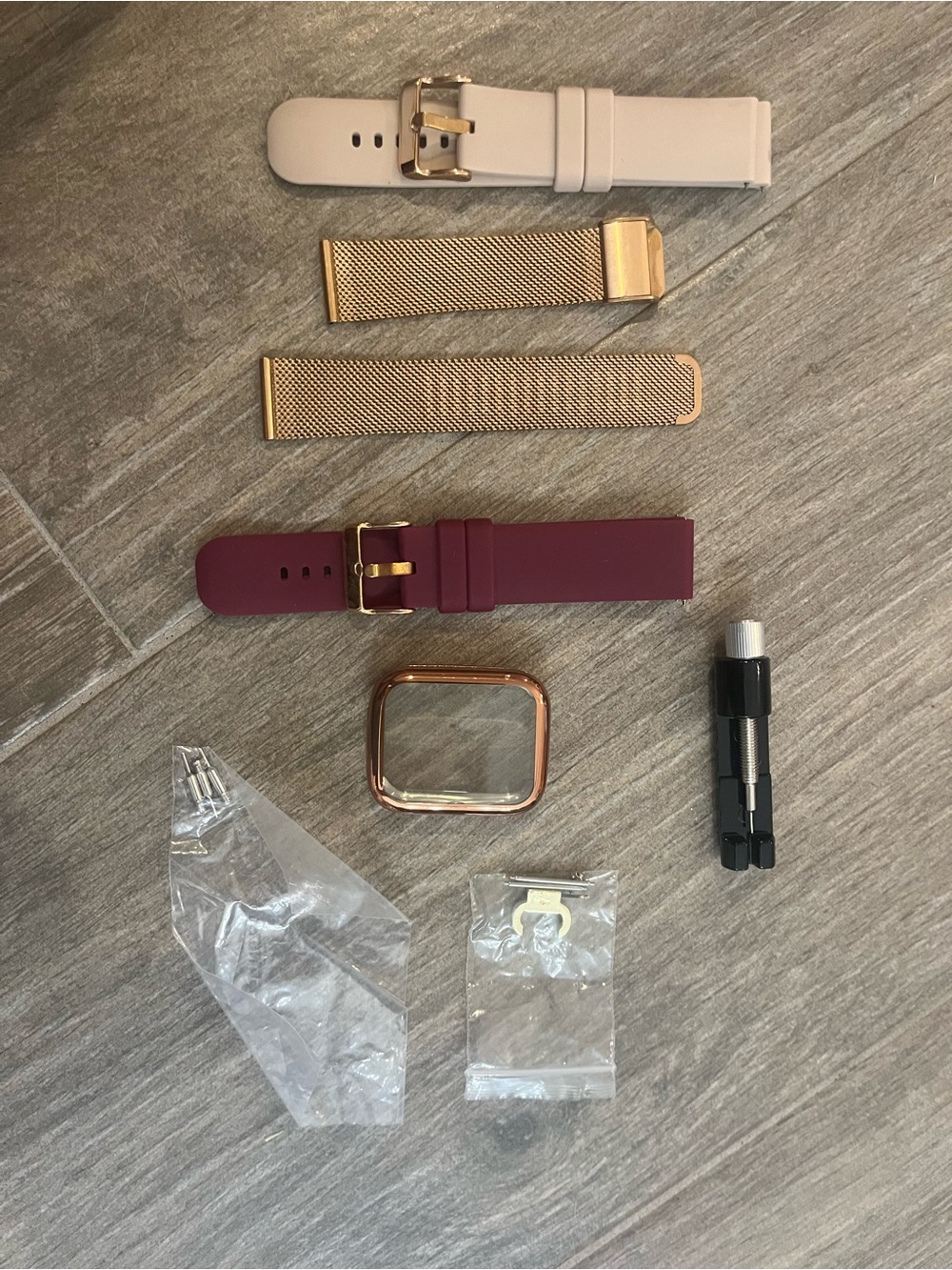 Interchangeable Women’s Smart Watch Strap Set with Burgundy and Blush Bands
